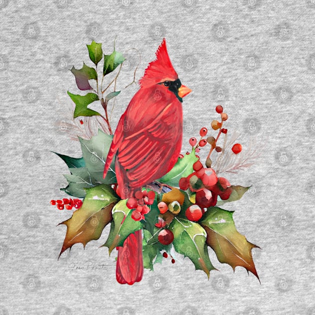 Cardinal Christmas on Shiplap A by Jean Plout Designs